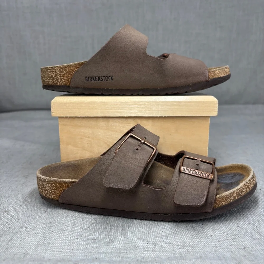 Birkenstock Arizona Kids Mocha Brown Birko-Flor Sandals EU 33 US 2-2.5
